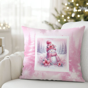 Trendy Pinkmas Cozy Winter Forest Kids Gift Pillow