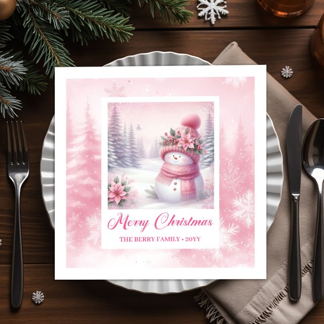 Trendy Pinkmas Kids Winter Forest Cozy Scene Xmas Napkin (Trendy Pinkmas Kids Winter Forest Cozy Scene Christmas Napkins

)