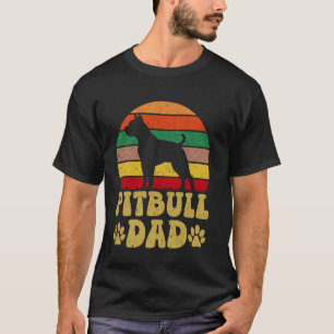 Trendy Pitbull Dad Vintage Smiling Pitbull on Sun T-Shirt