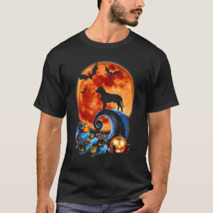 Trendy Pitbull Dog Scary And Moon Halloween Costu T-Shirt