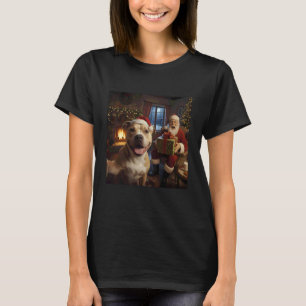 Trendy Pitbull Selfie with Santa Claus Funny Chris T-Shirt