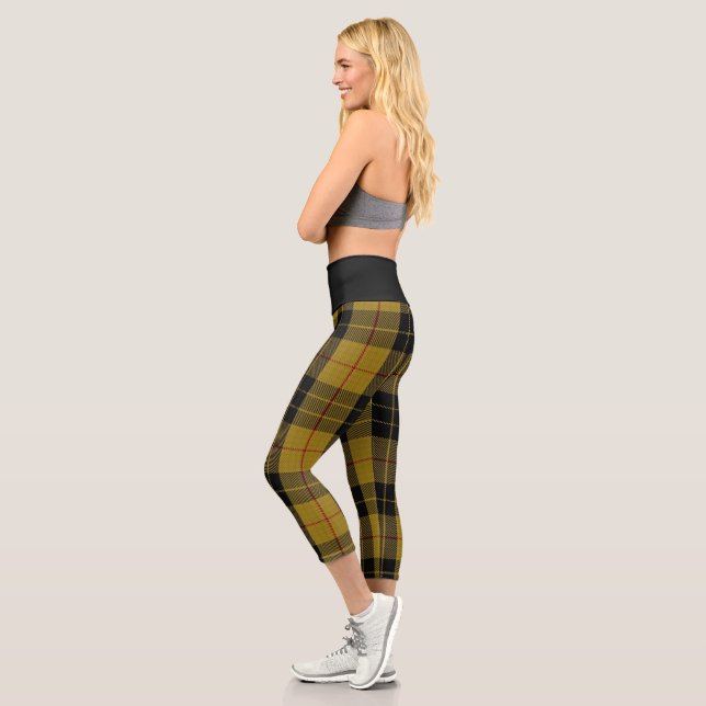 Trendy Plaid Yellow Black Tartan Capris Yoga (Left)