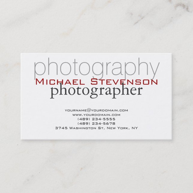 Trendy Plain Black White Red Chic Business Card (Front)