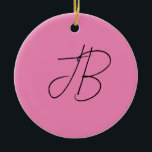 Trendy plain calligraphy monogram initials pink ceramic tree decoration<br><div class="desc">If you are looking for a great design,  this is just for you with its minimalist and simple look and striking effect. Get noticed among others.</div>