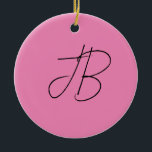 Trendy plain calligraphy monogram initials pink ceramic tree decoration<br><div class="desc">If you are looking for a great design,  this is just for you with its minimalist and simple look and striking effect. Get noticed among others.</div>