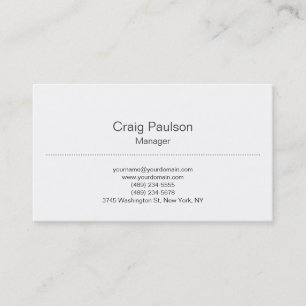 Trendy Plain Classical White Manager Business Card