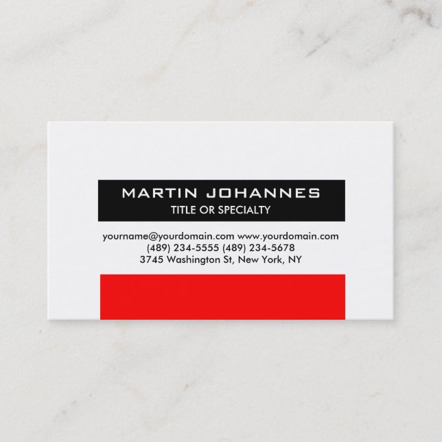 Trendy Plain Professional Business Card (Front)