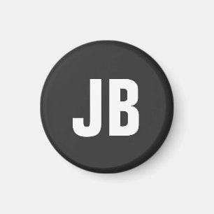 Trendy plain simple bold monogram initials black magnet