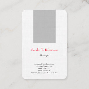 Trendy plain simple minimalist silver grey white business card