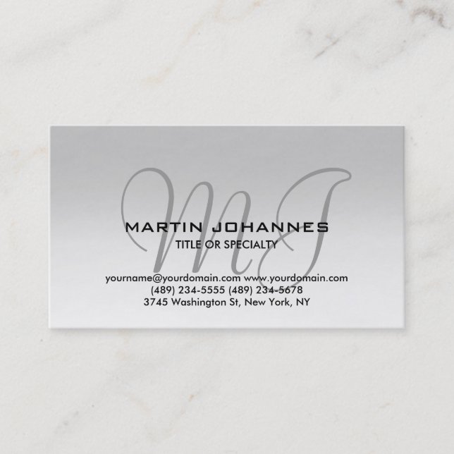 Trendy Plain Simple Monogram Business Card (Front)