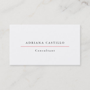 Trendy Plain Simple White Professional Minimalist Business Card