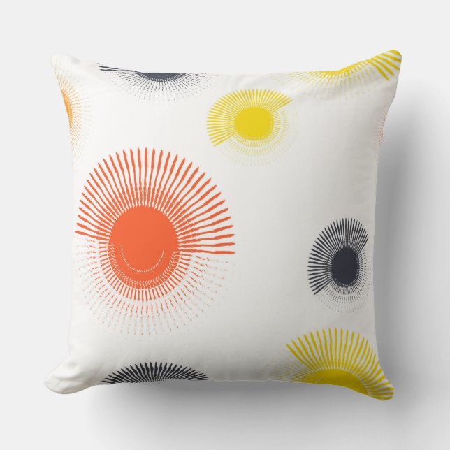 Trendy, playful, lively, cool, circular geometric cushion (Front)