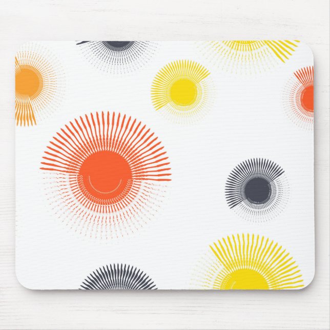 Trendy, playful, lively, cool, circular geometric mouse pad (Front)