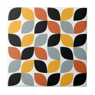 Trendy, playful, vibrant leaf pattern abstraction tile
