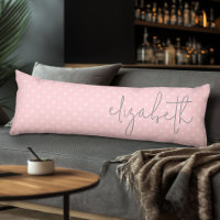 Trendy Polka Dot blush pink script grey name