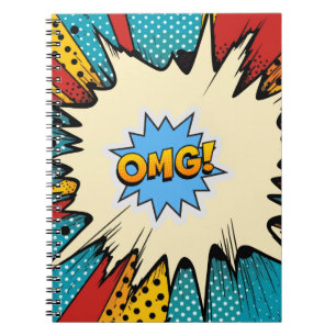 Trendy pop art Modern retro OMG 50s red blue Notebook