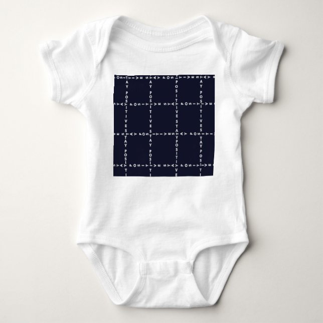 Trendy 'Positive' pattern, grid check. Baby Bodysuit (Front)