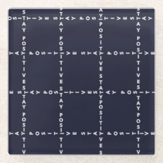 Trendy 'Positive' pattern, grid check. Glass Coaster
