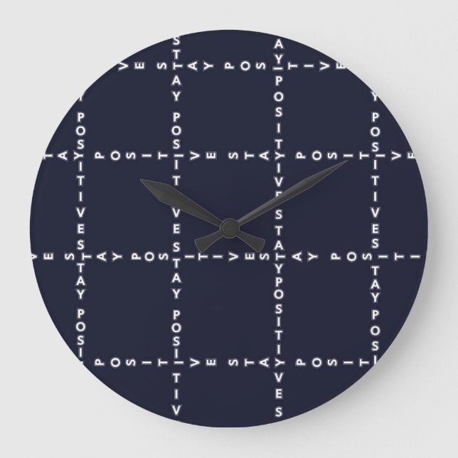 Trendy 'Positive' pattern, grid check. Large Clock (Front)