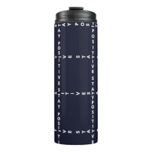 Trendy 'Positive' pattern, grid check. Thermal Tumbler