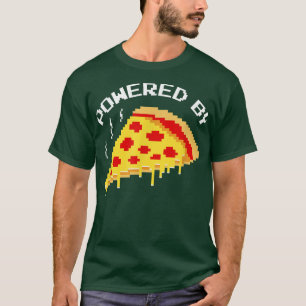 Trendy Powered By Pizza Pixel Gaming Humour 335756 T-Shirt
