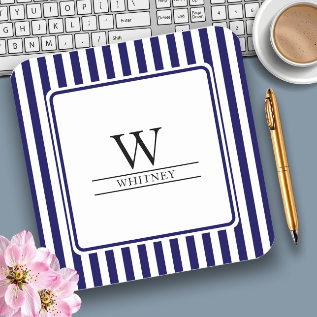 Trendy/Preppy Blue Stripes Monogram Laptop Sticker (Creator Uploaded)