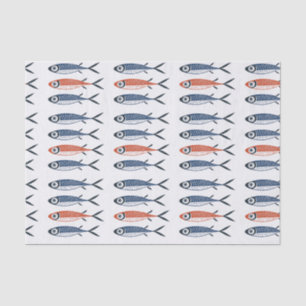 Trendy Preppy Mediterranean Sardine Fish Tissue Paper
