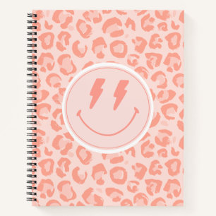 Trendy Preppy Peach Leopard Print Notebook