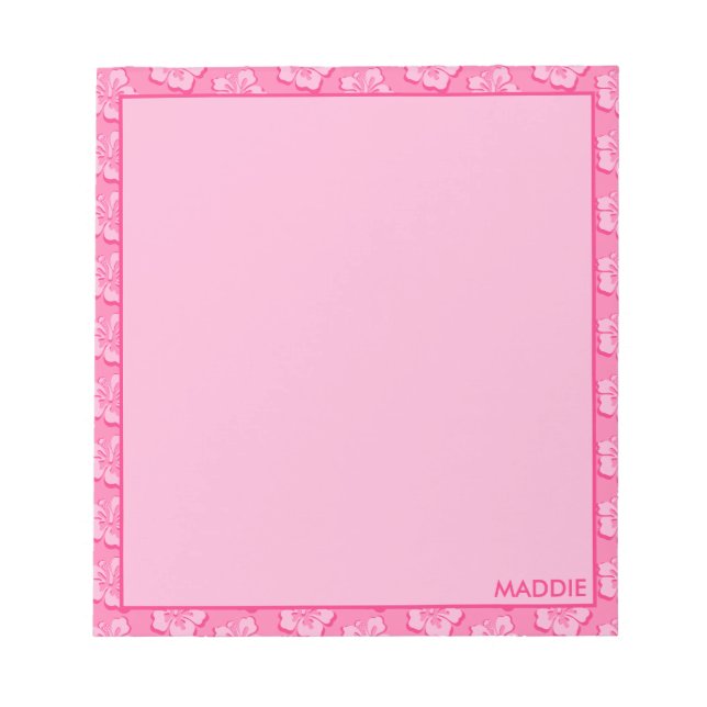 Trendy Preppy Pink Tropical Floral  Notepad (Front)