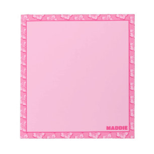 Trendy Preppy Pink Tropical Floral Notepad