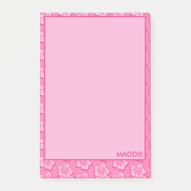Trendy Preppy Pink Tropical Floral  Post-it Notes (Front)