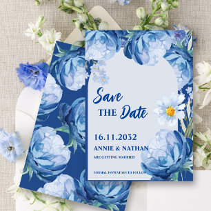 Trendy Pretty Blue Florals Wedding Save the Date