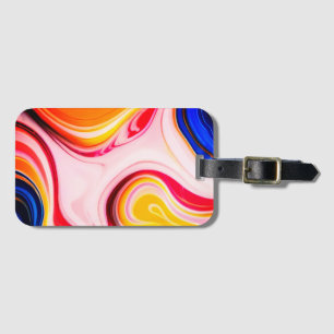 Trendy pretty Blue Pink yellow white faux marble Luggage Tag