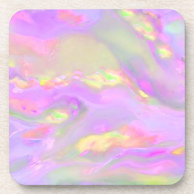 Trendy pretty colourful abstract waves coaster (Front)