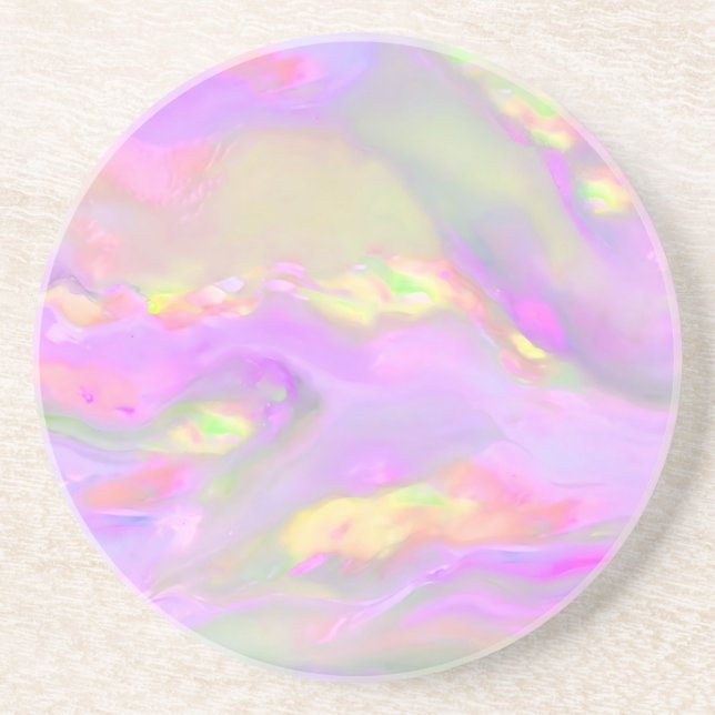 Trendy pretty colourful abstract waves coaster (Front)