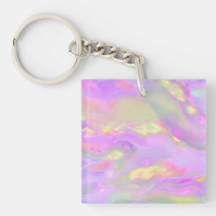 Trendy pretty colourful abstract waves key ring