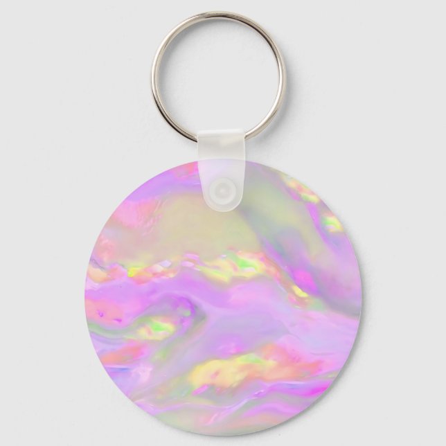 Trendy pretty colourful abstract waves key ring (Front)