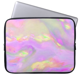 Trendy pretty colourful abstract waves laptop sleeve