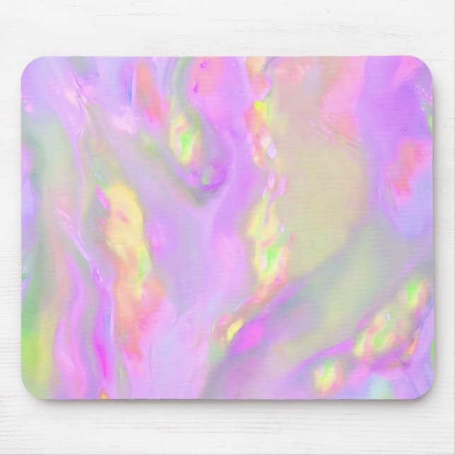 Trendy pretty colourful abstract waves mouse pad (Front)
