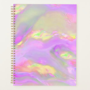 Trendy pretty colourful abstract waves planner