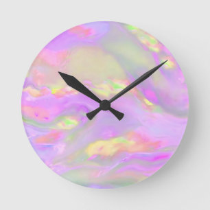 Trendy pretty colourful abstract waves round clock
