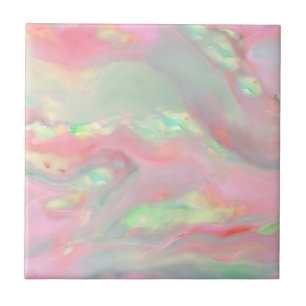 Trendy pretty colourful faux holographic opal tile