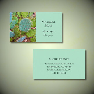 Trendy Prickly Pear Cactus Succulent Green Business Card