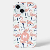 Trendy Princess Flamingo Pattern Monogram