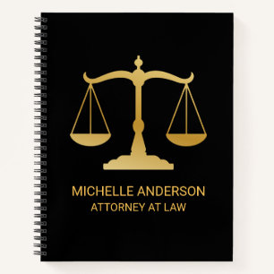 Trendy Professional Black Gold Lawyer Attorney  Notebook