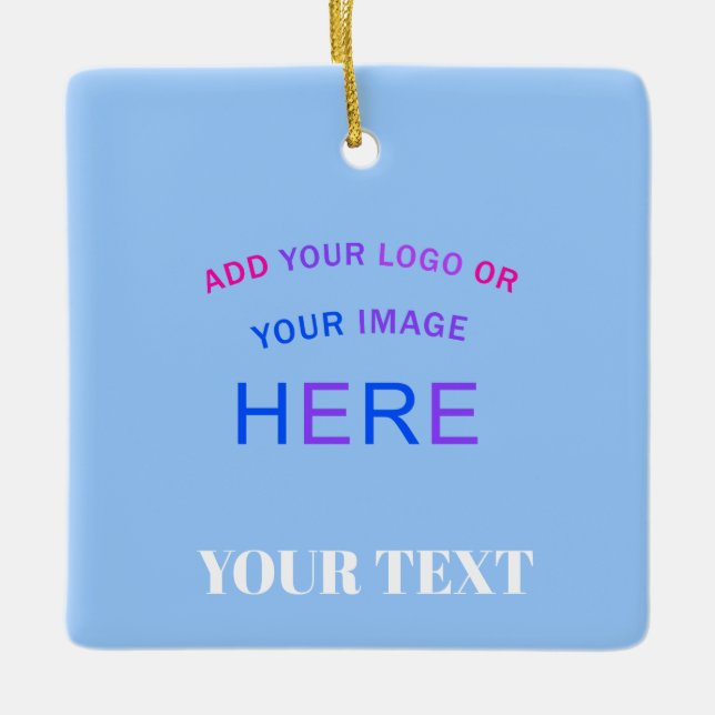 Trendy Professional Branding Customisable Blue Ceramic Ornament (Front)