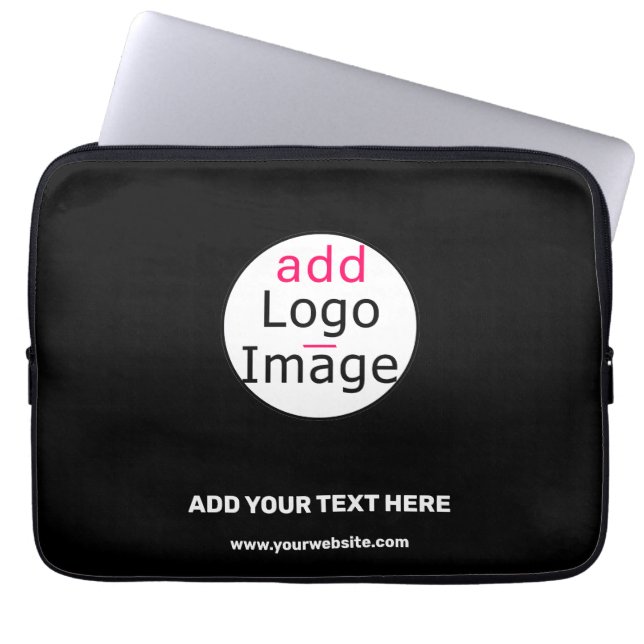 Trendy Professional Business Custom Logo Black Laptop Sleeve (Front)