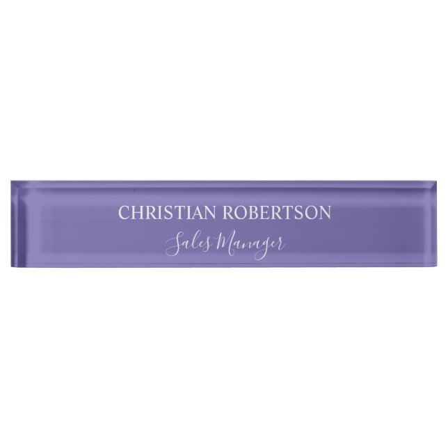 Trendy Professional Chic Periwinkle Colour Modern Nameplate (Front)