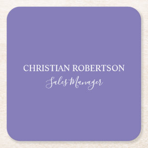 Trendy Professional Chic Periwinkle Colour Modern Square Paper Coaster