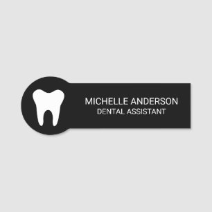 Trendy Professional Dental Assistant Black white Name Tag